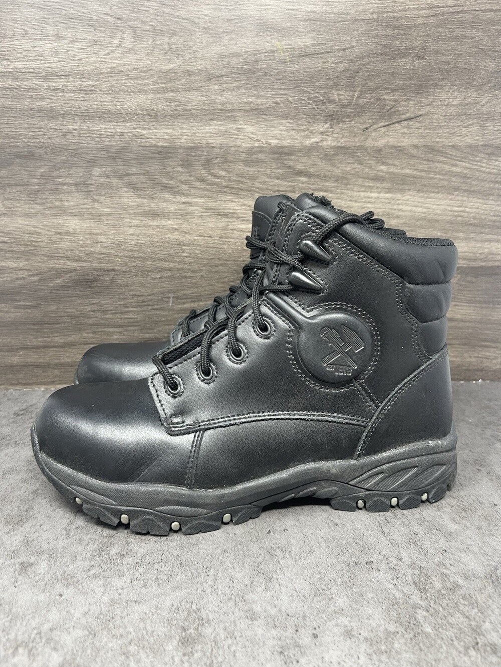 Iron Age Men’s Black Steel Toe EH SR Leather Work Boots Size 7.5 Tactical Safety